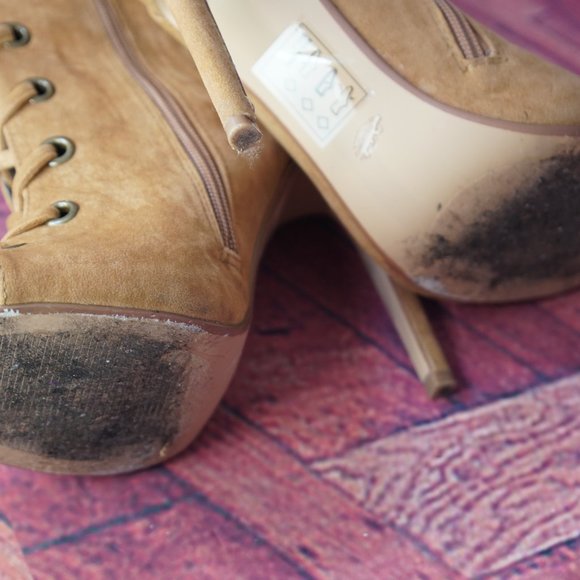 SHOE REPUBLIC NOAH Laceup Knee boot Tan Sz8 - Picture 9 of 14